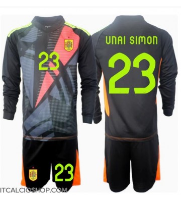Spagna Unai Simon #23 Portiere Seconda Maglia Bambino Europei 2024 Manica Lunga (+ Pantaloni corti)